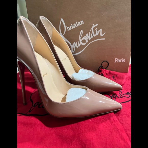 Christian Louboutin SO KATE 120MM Nude Patent Pump Heels - Picture 1 of 16